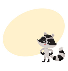 Cute Displeased Sad Raccoon Character Showing