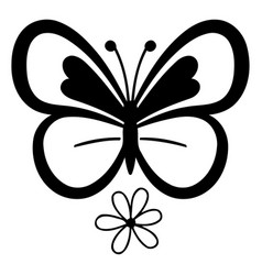 Butterfly With Flowers In Flat Style Isolated On