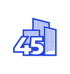 Number 45 With Building Logo Design Graphic