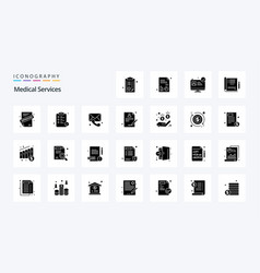 25 Medical Services Solid Glyph Icon Pack