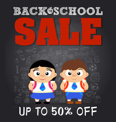 Back To School Sale Poster Banner With Girl Boy