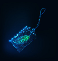 Digital Glowing Wireframe Price Tag With Green