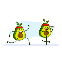 Funny Cute Avocado Doing Sport And Yoga