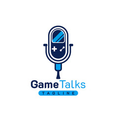 Game Podcast Logo With A Microphone Gameboy