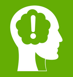 Head With Exclamation Mark Inside Icon Green