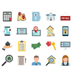 Realtor Icons Set Flat Isolated