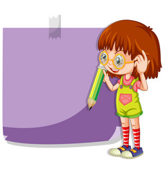 Cute Girl Cartoon Character With Colour Notepad