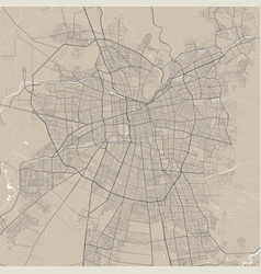 Detailed Map Santiago City Linear Print Map