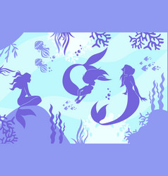 Flat Design Mermaid Silhouette