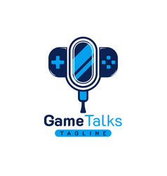 Game Podcast Logo With A Microphone Gameboy