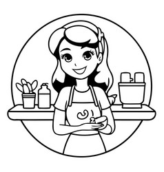 Cute Cartoon Girl In The Beauty Salon On White