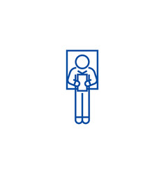 Laying Man Reading Book Line Icon Concept