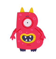 Monster Alphabet With Red Capital Letter B With