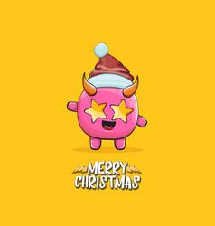 Cartoon Funky Pink Monster With Santa Claus