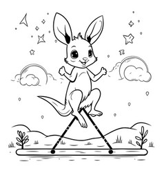 Cute Kangaroo On Skis Coloring Book For Kids