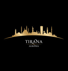 Tirana Albania City Silhouette Black Background