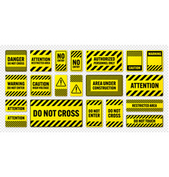 Various Black And Yellow Warning Signs