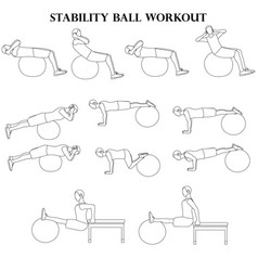 Workout Man Set Stability Ball Outline