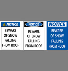 Notice Sign Beware Of Snow Falling From Roof