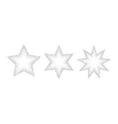 Dotted Grain Stars Set Black Stippled Shapes