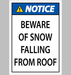 Notice Sign Beware Of Snow Falling From Roof