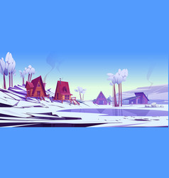 Winter Mountain Landscape With Chalet Houses