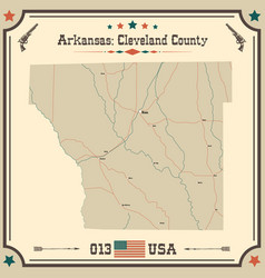 Vintage Map Of Cleveland County In Arkansas Usa