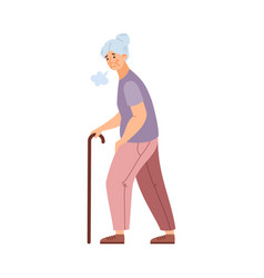 Tired Weak Elderly Woman Moving With Difficulty