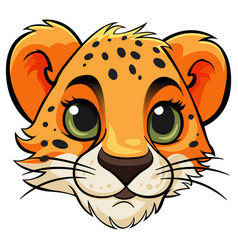 Baby Cheetah Face In Cartoon Style