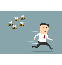 Businessman Running Away From Angry Bees