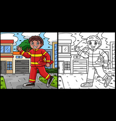 Firefighter Holding Hard Hat Coloring