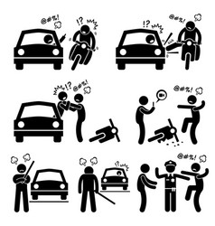 Road Bully Driver Rage Stick Figure Pictograph