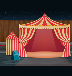 Amusement Park At Night With Open Circus Tent