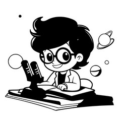 Cute Cartoon Science Student In A Flat Style