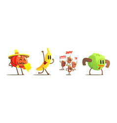 Funny Fruit And Vegetable Character Fighting