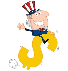 Uncle Sam Riding A Dollar Symbol