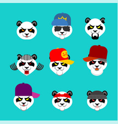 Angry Panda Face Set Evil Bear Gangster