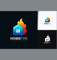 House Fire Logo Design With Gradient