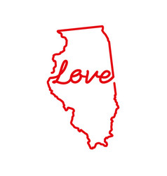 Illinois Us State Red Outline Map