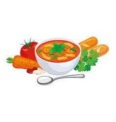 Minestrone Vegetable Soup On A White Background