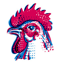 Rooster Head Side Risograph