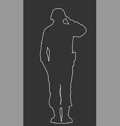 Saluting Army Soldier Line Contour Silhouette