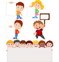 Cartoon Children Holding Blank Sign