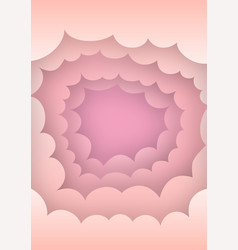 Pink Cloud Background Paper Cut Style With Text