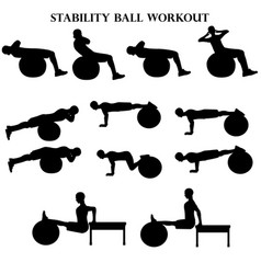 Workout Man Set Stability Ball Silhouette