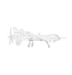 3d Wire Military Drone With Rockets On White