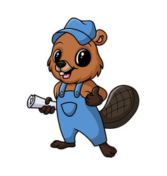 Cute Beaver Cartoon At Work