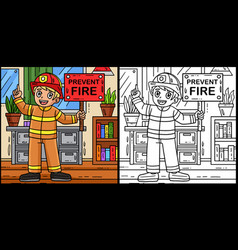 Firefighter Holding Reminder Coloring