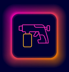 Glowing Neon Line Paint Spray Gun Icon Isolated On