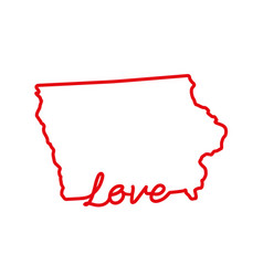 Iowa Us State Red Outline Map